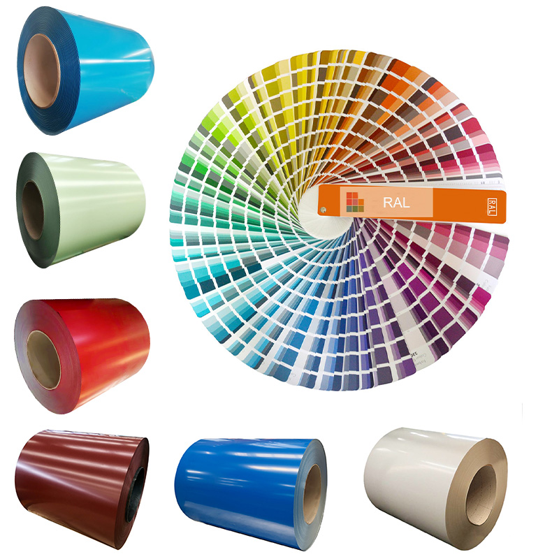 bobinas prepintada de ppgi ppgl con ral9003 el color blanco, ral5015 color azul y colores completos